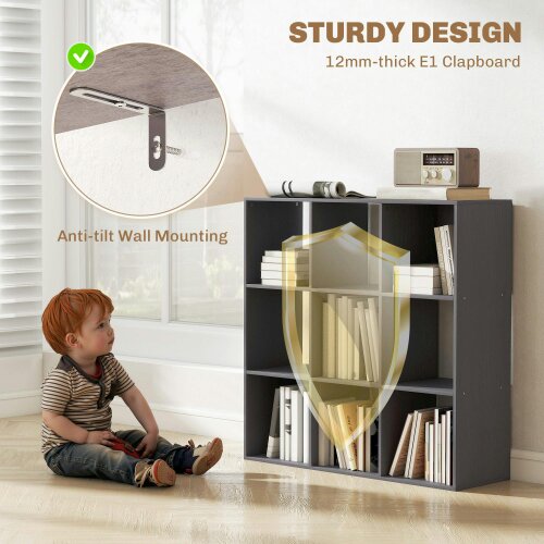 Wyld Haus Royore Wooden Grey 9 Cube Storage Bookcase