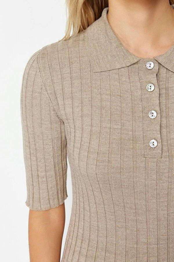WOVCOR Basic Polo Collar T-Shirt Look Thin Blouse