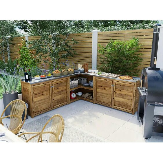 Dunster House Garden Kitchen Double W2m x D2m / W7' x D7'  With Stainless Steel Countertop UNIT III