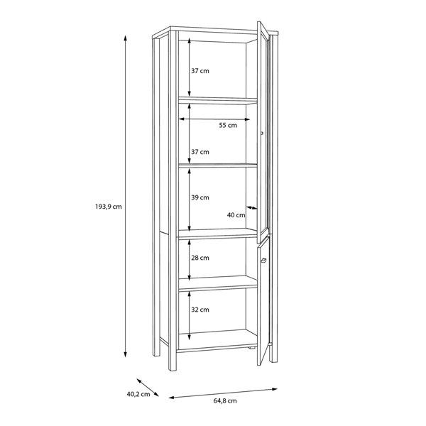 Furniture To Go High Rock Wide Display Cabinet in Matt Black/Riviera Oak