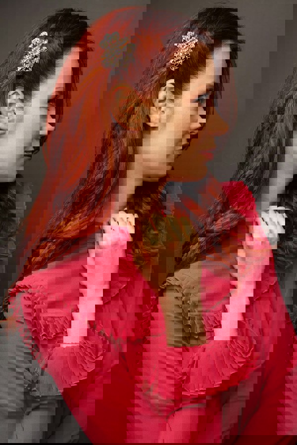 rose gold hair clip claw for wedding guest