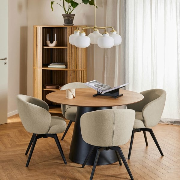 Furniture To Go Soli Round Dining Table in Oak/Black 120x75cm