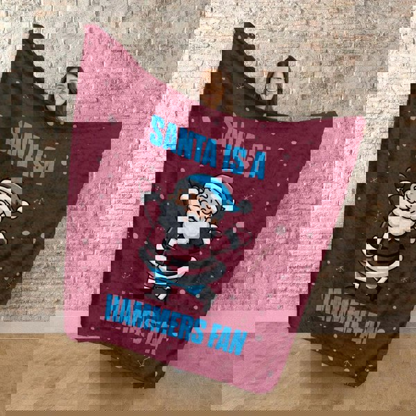 BritishmadeGifts Santa is a Hammers Football Fan - Luxury Fleece Blanket 150cm X 150cm