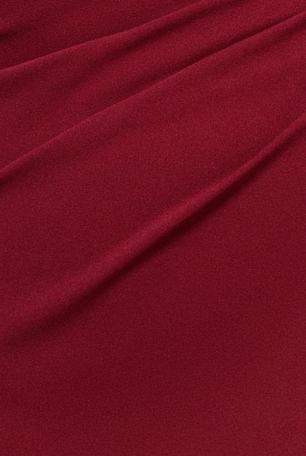 Asymmetric One Shoulder Front Split Scuba Crepe Maxi Dress - Burgundy DR5200
