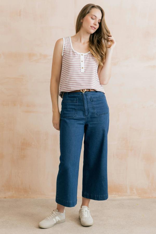 Lily & Me Haze Buttoned Soft Pink Stripe Vest