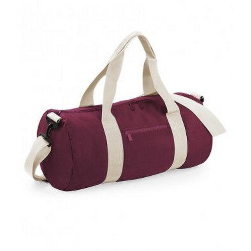 Bagbase Plain Varsity Barrel / Duffle Bag (20 Litres) - Burgundy/Off White