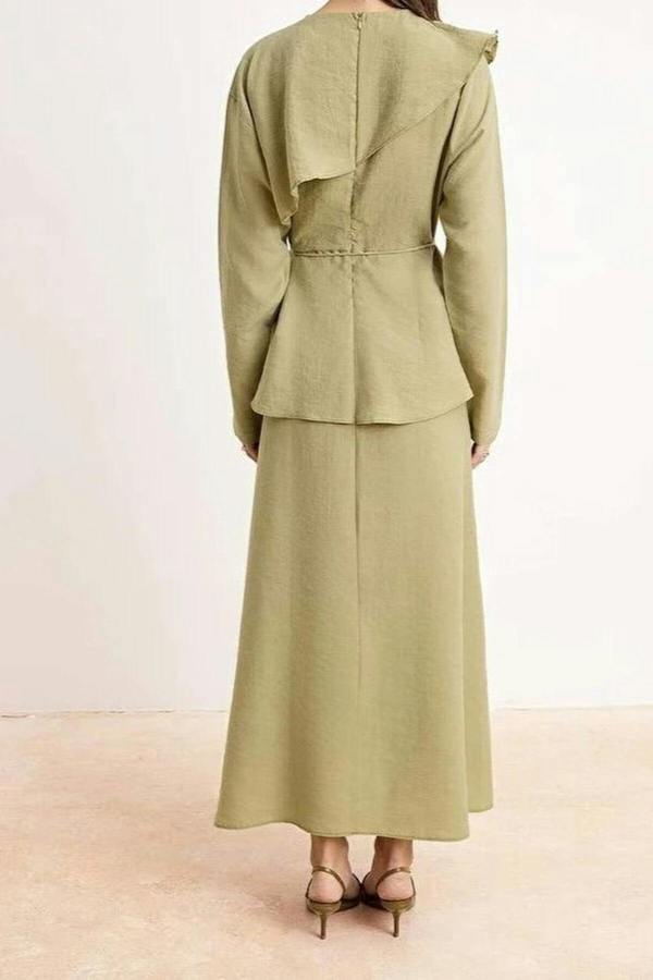 WOVCOR Belted Woven Dress