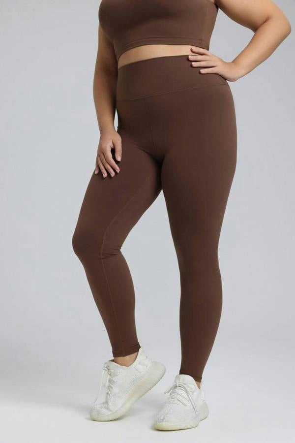 Anniou Plus Size Naked Feel Yoga Pants - Espresso