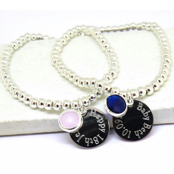 Personalised Edge Birthstone Beaded Bracelet