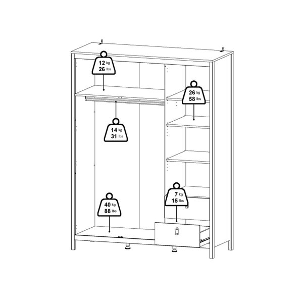 Wyld Haus Wildberry White 2 Doors Mirrored Wardrobe 2 Drawers