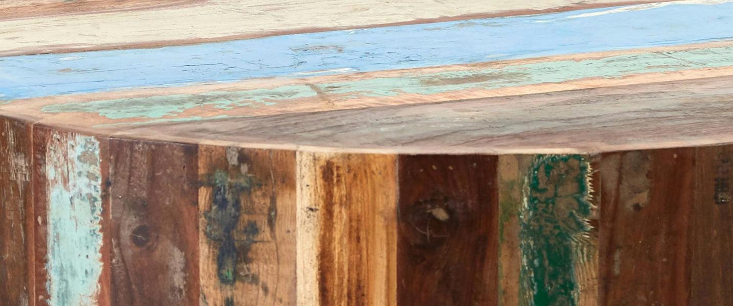 Wyld Haus Seattle Reclaimed Wood and Metal Drum Coffee Table