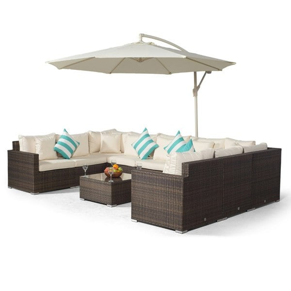 Giardino Havana 9 Seat Rattan Sofa Conversation Set with Coffee Table