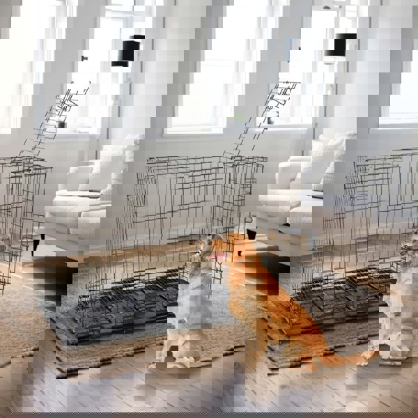 Reinforced Black Pet Cage for Medium to Small Dogs, Cats, and Rabbits Living and Home