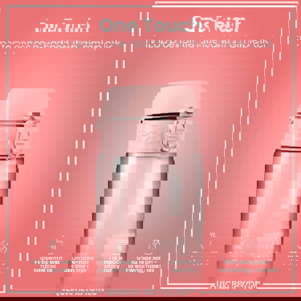 ION8 Leak Proof 1 Litre Water Bottle with Times to Drink, Recyclon, Purple & Rose, 1L