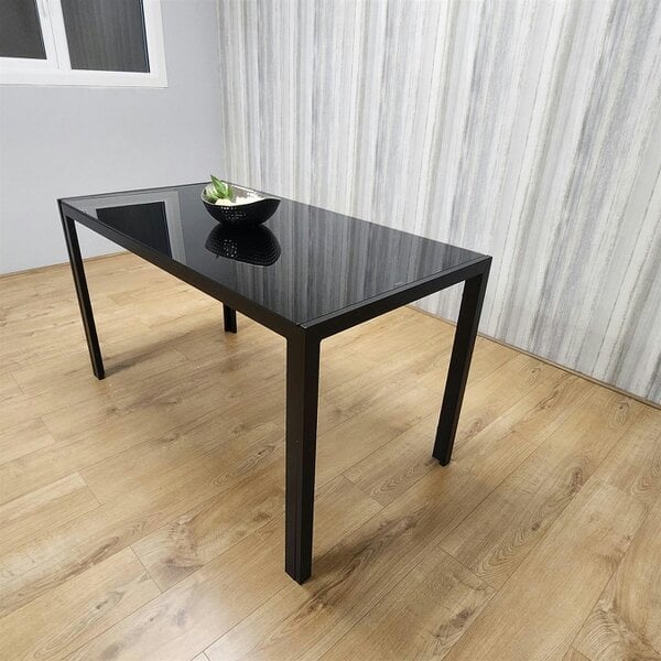 Kosy Koala Dining Table Black Glass Kitchen Place for 4 Seats, Dining Table Only (Black H 75 x L 120 x W 70 cm)