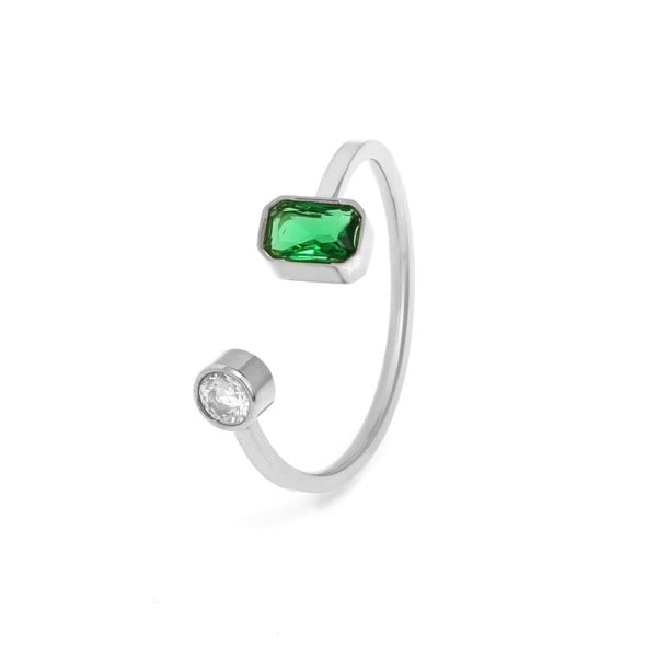 Say It With May Emerald Birthstone Ring - Silver Plated