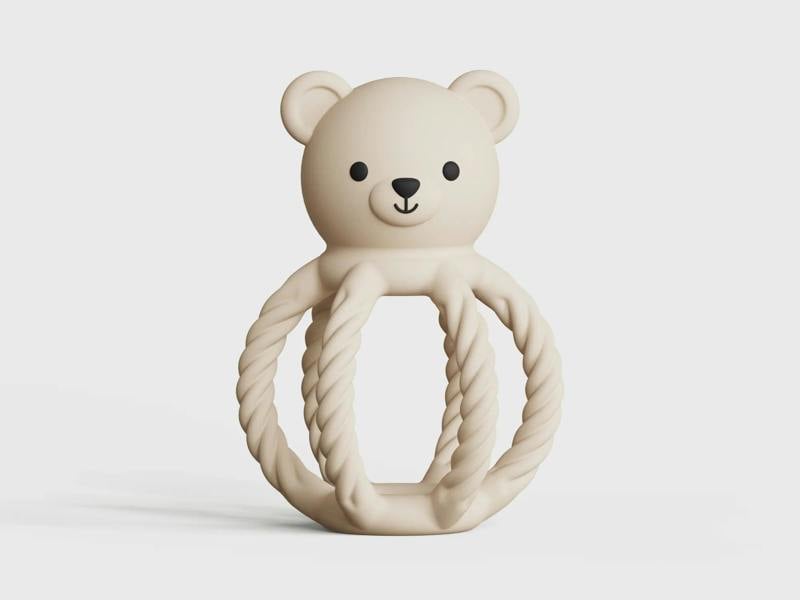 Chewies & More Chewies&more - Silicone Teething Toy & Rattle - Bear - Beige