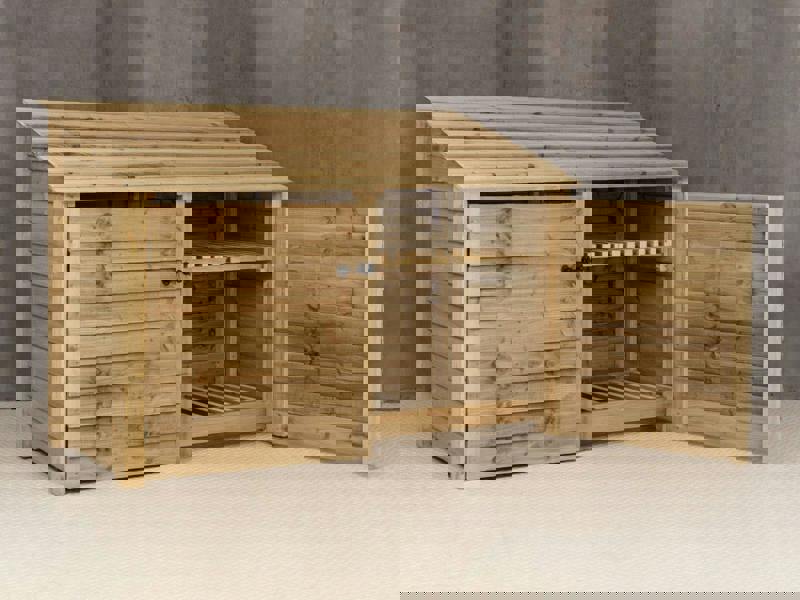 Arbor Garden Solutions Wooden Log Store with Doors and Shelf W-187cm, H-126cm or 180cm, D-88cm