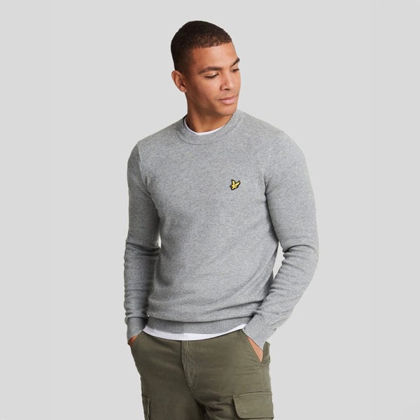 Lyle & Scott Cotton Merino Mid Marl Pull-over Jumper - Grey