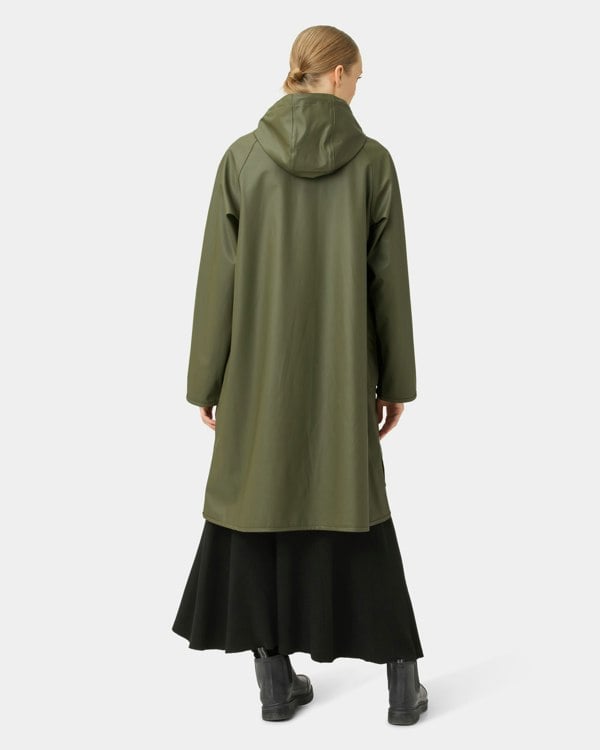 Ilse Jacobsen Rain Womens A-Line Rubberised Raincoat - Army 410