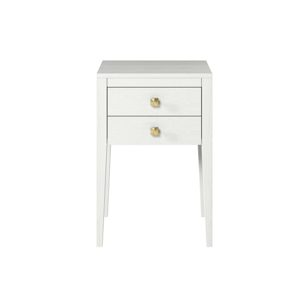 Wyld Haus Bilbo White Wood Grain Two Drawer Bedside Table