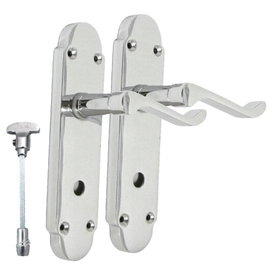 EDH Door Hardware "Epsom Door Handle Set – Chrome Internal Lock Door Handles (170mm x 42mm)