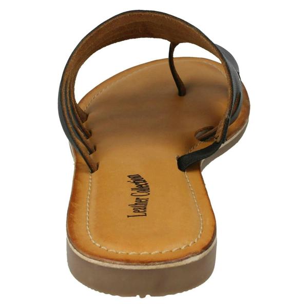Leather Collection Ladies Leather Collection Flat Strappy Sandals F00125