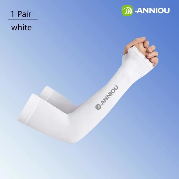 Anniou Wholesale Antibacterial Uv Knitted Arm Sleeves - F - White