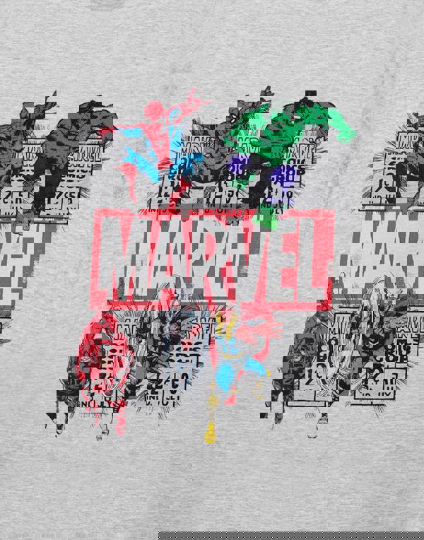 Marvel Mens Grey Comic Style Short Sleeved T-Shirt