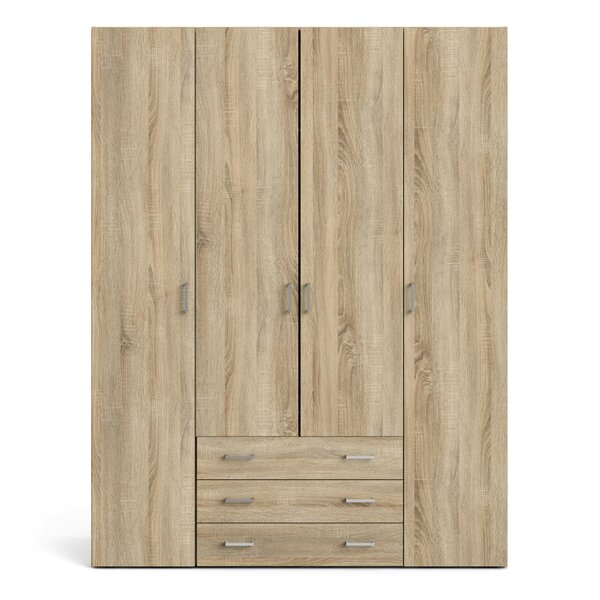 Wyld Haus Berlin Oak Effect Wardrobe 4 Doors 3 Drawers 4 Shelves