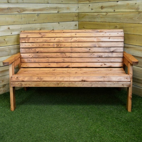 Samuel Alexander Hand Made Traditional 3 Seater Chunky Rustic Wooden Garden Bench Furniture