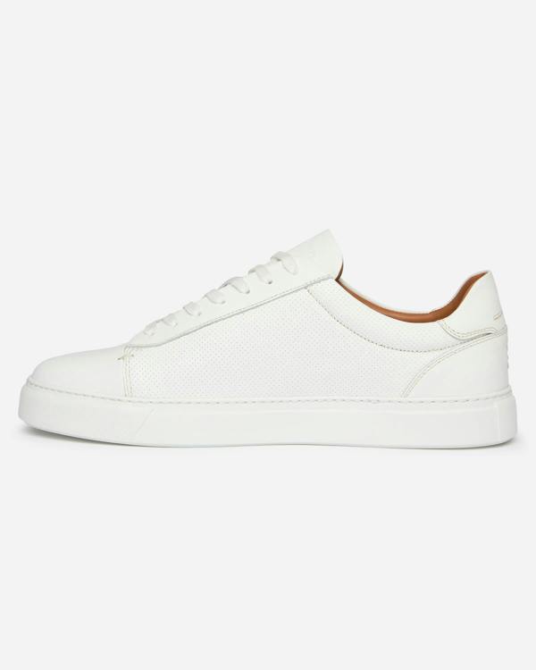 Oliver Sweeney Almada Mens Perforated Leather Trainers - White | CHO | Designer Mens Shoes