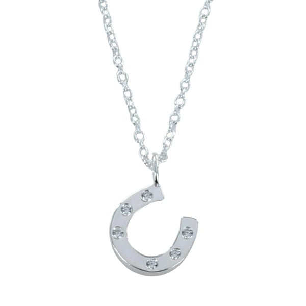 Sterling Silver Equestrian Horseshoe Charm with Cubic Zirconia Detail - Reeves & Reeves