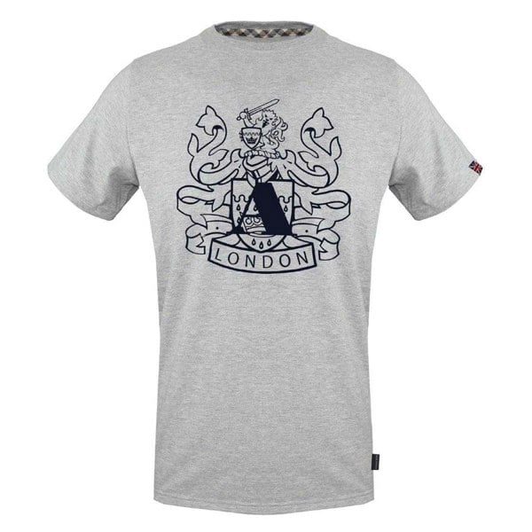 Aquascutum Mens Aldis Shield Logo T-Shirt - Grey