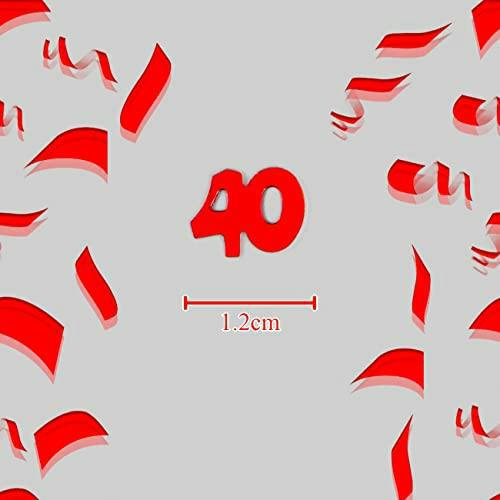 Red 40th Birthday Table Confetti, 14g Pack of Foil Metallic Number Cut-Outs image 5