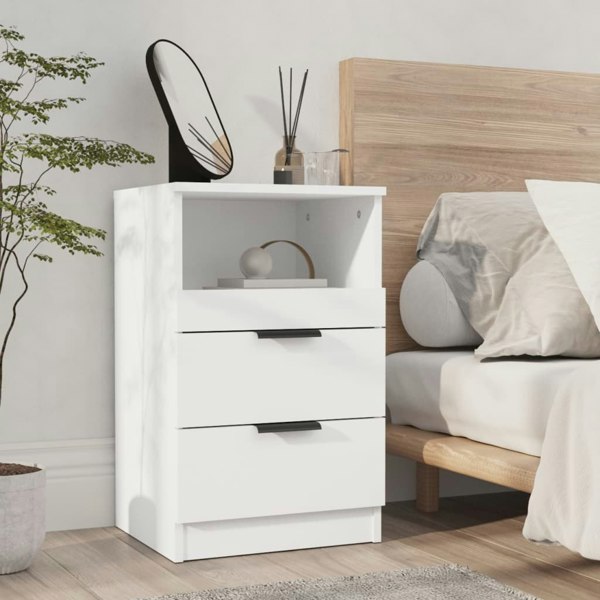 Berkfield Bedside Cabinet White Engineered Wood