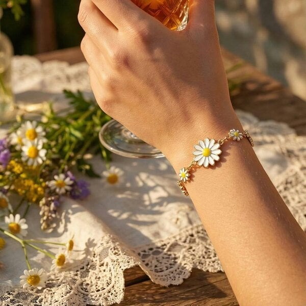 The Colourful Aura Sun Flower Charms Summer Indie Boho Daisy Floral Adjustable Bracelet