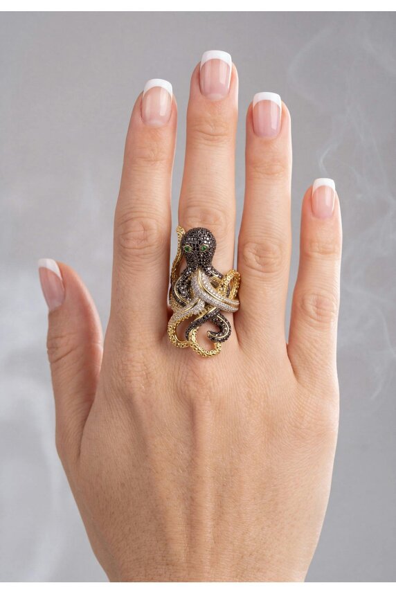 Latelita Octopus Cocktail Ring Nordic Gold Adjustable