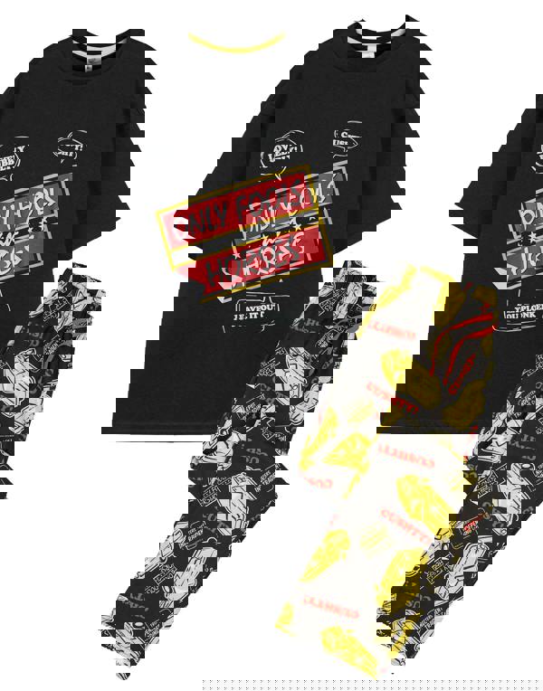 Only Fools And Horses Mens Black Logo Short Sleeve Long Leg Pyjama Set