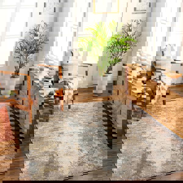 Livabliss San Francisco-Abstract Brown Taupe Grey Modern Marble Rug