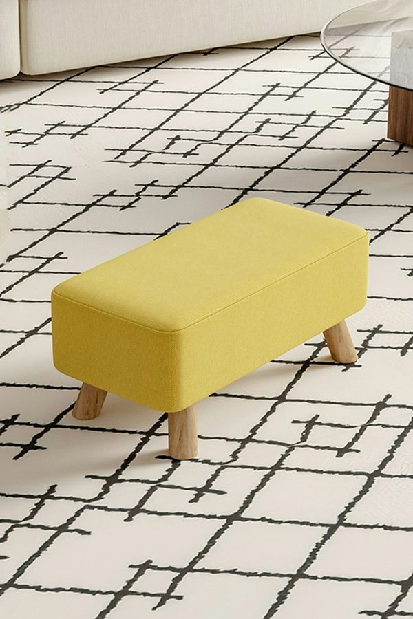 Living and Home 57cm W Yellow Rectangular Tofu-shaped Footstool