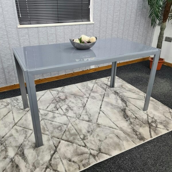Kosy Koala Dining Table Grey Glass Kitchen Place for 4 Seats, Dining Table Only (Grey H 75 x L 120 x W 70 cm)