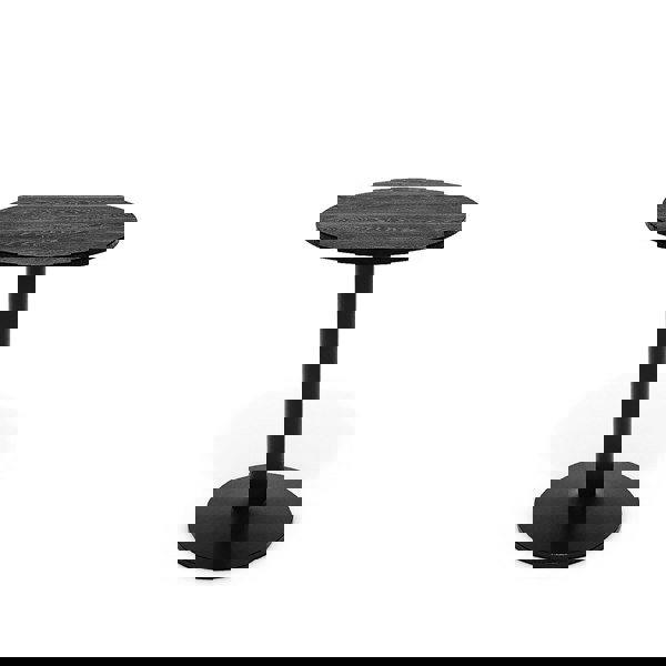 Living and Home Black Round Coffee Table with Metal Base