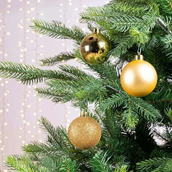 Shatchi Deep Gold Shatterproof Christmas Baubles in 3 or 6 Piece Pack Sizes for Trees and Seasonal Displays