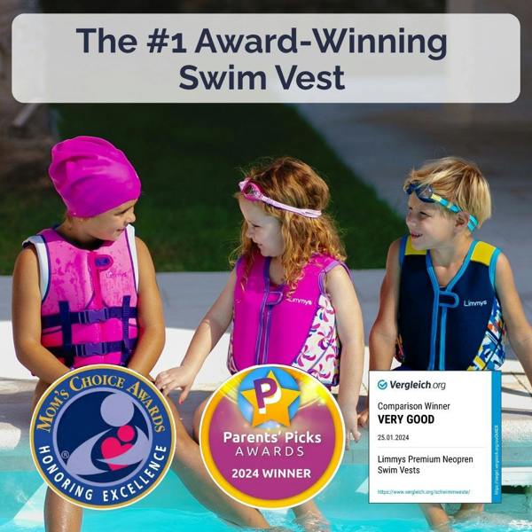 Limmys Premium Neoprene Swim Vest - Pink Windmill