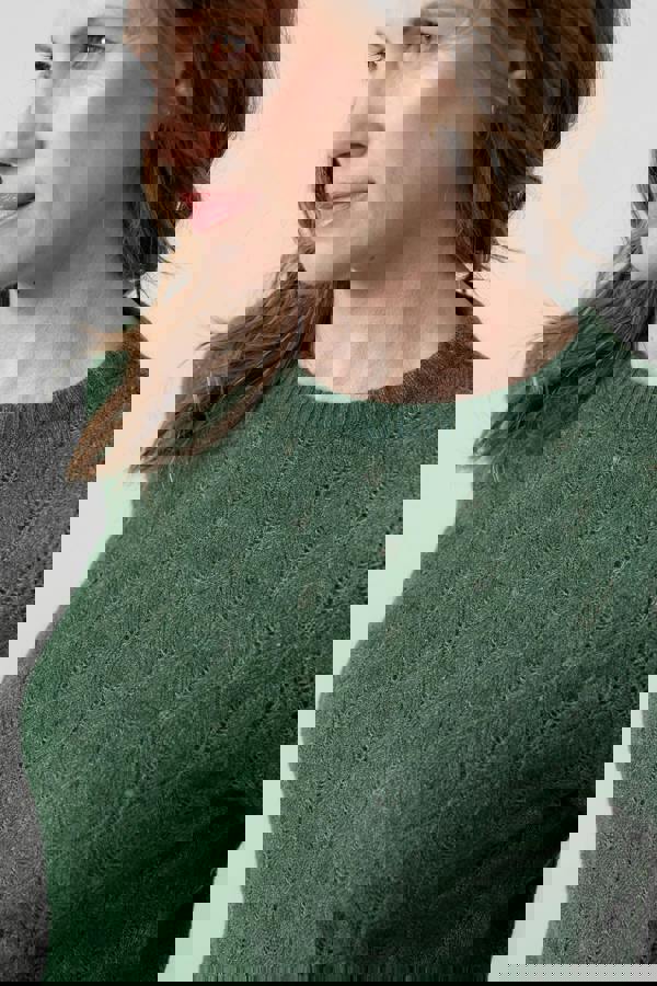 Lily & Me Harefield Pointelle Knit Jumper Pine Green