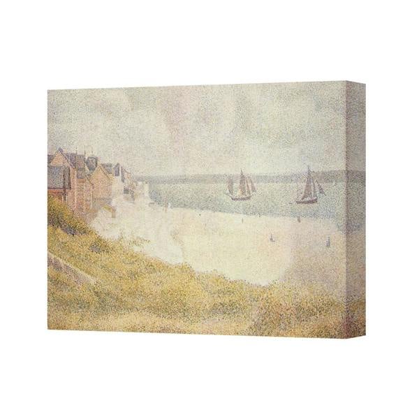 Benjamin Tate Design Coastal Beach Canvas Wall Art Seaside Town Scene With Sailboats