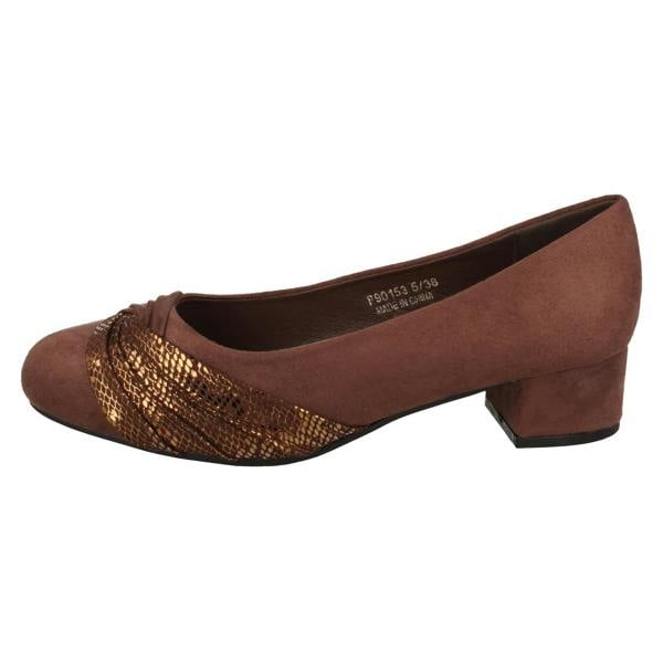 Spot On Ladies Spot On Block Heel Wide Fit Formal Satin Bow Court Shoes  F90153