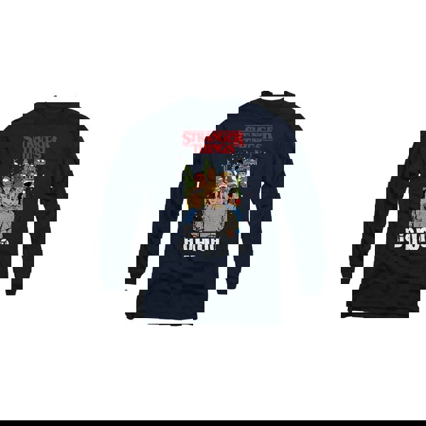 Stranger Things Unisex Adult Ho Ho Ho Group Shot T-Shirt - Navy