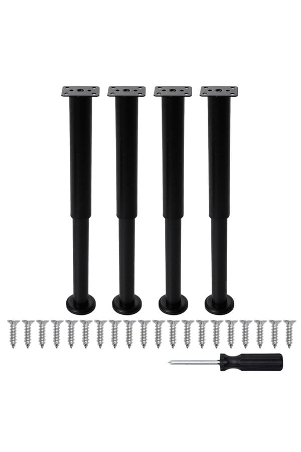 Living and Home 4 Pcs Adjustable Carbon Steel Heavy Duty Furniture Support Legs with Rubber Pads for Coffee Table Chair (25-45.5cm)